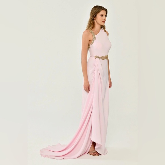 NEW Alfabeta Womens Beaded Long Dress, Pink - Picture 2 of 5